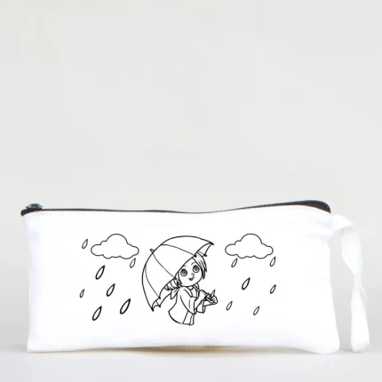 Boyanabilir Bez Kalemlik - Şemsiyeli Kız