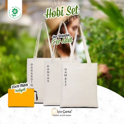 Hobi Set (Clutch Sarı Kanvas Çanta Hediyeli) - Her Üründen 5 Adet